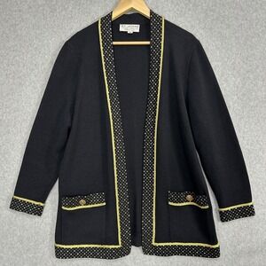 St John‎ Sportswear Marie Gray Black Gold Studded Knit Sweater Size Medium READ